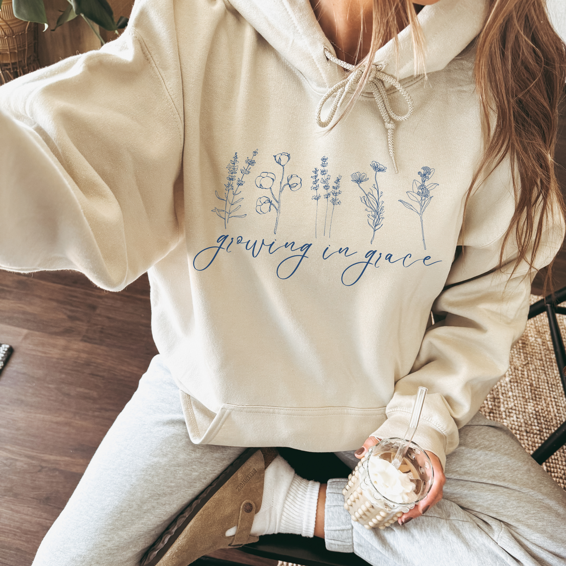 Growing in Grace: Christian Quote Hoodie