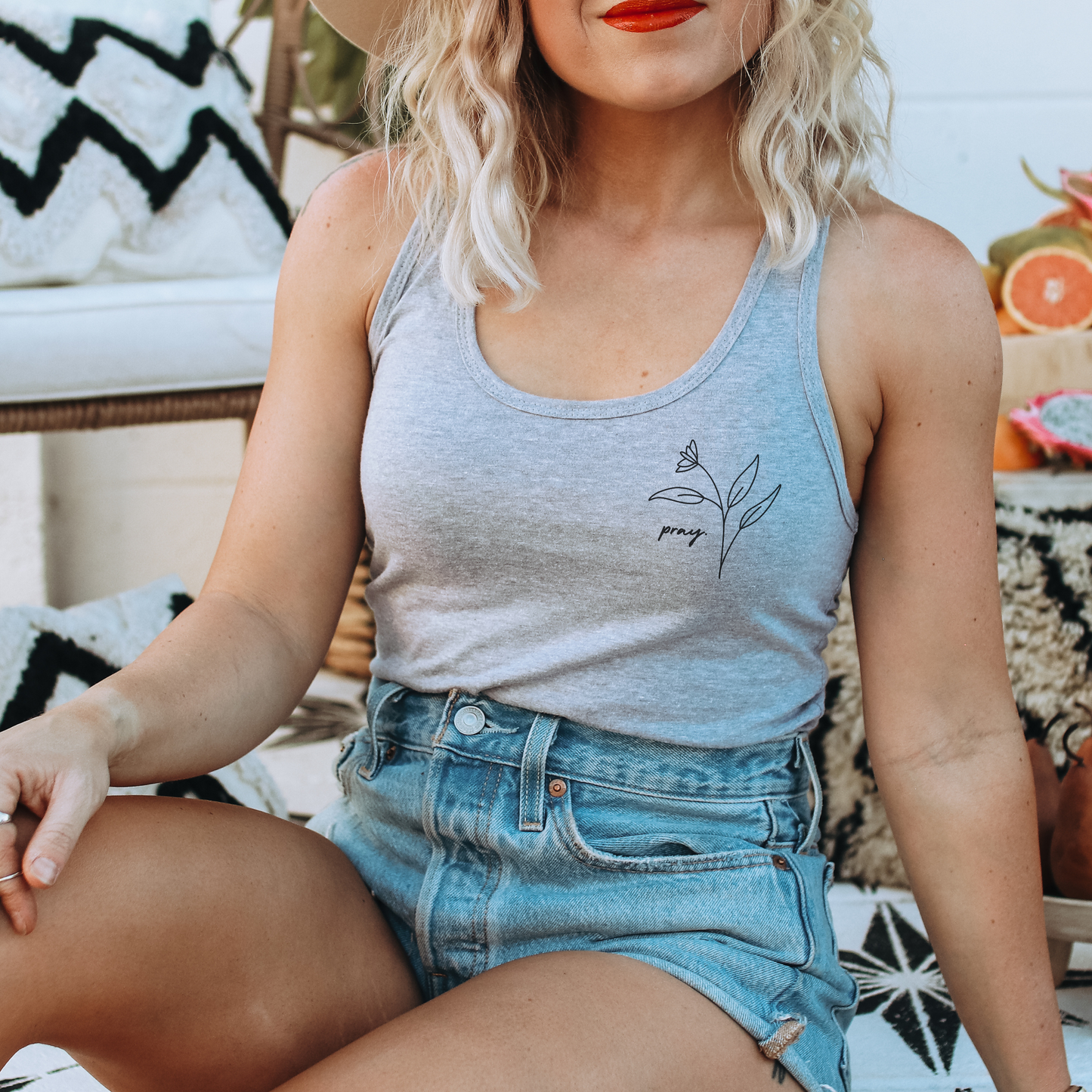Pray Tank Top: Christian Minimalist Racerback Tank