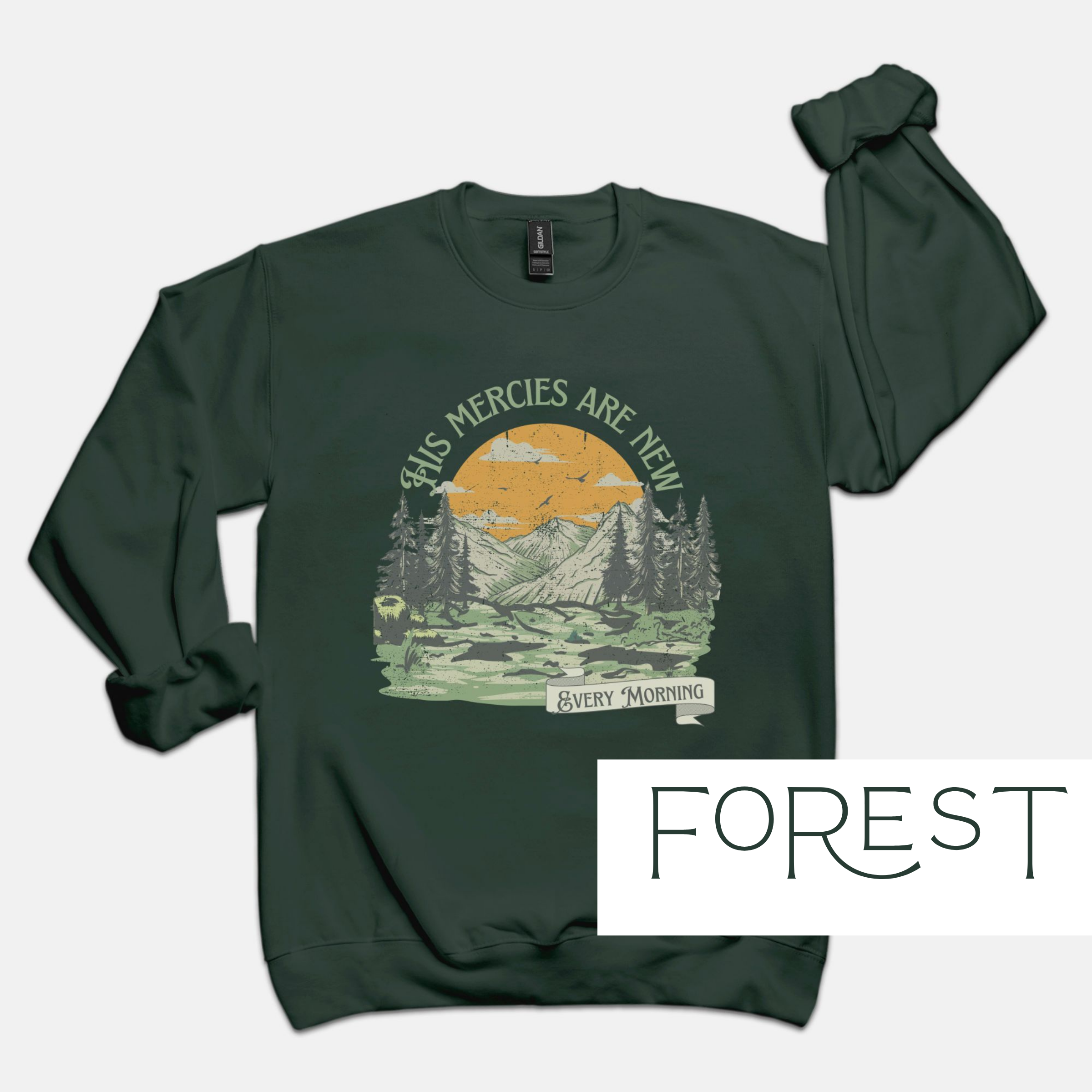 New Mercies: Bible Verse Outdoorsy Crewneck
