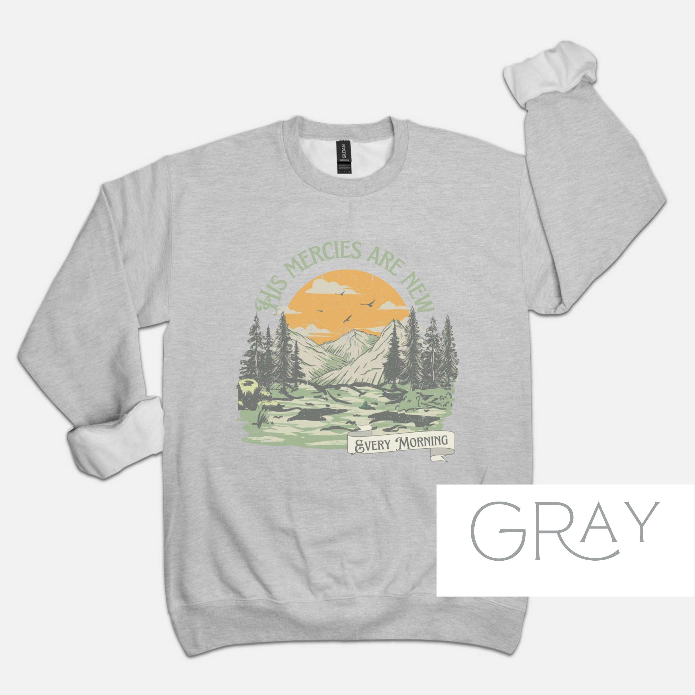 New Mercies: Bible Verse Outdoorsy Crewneck