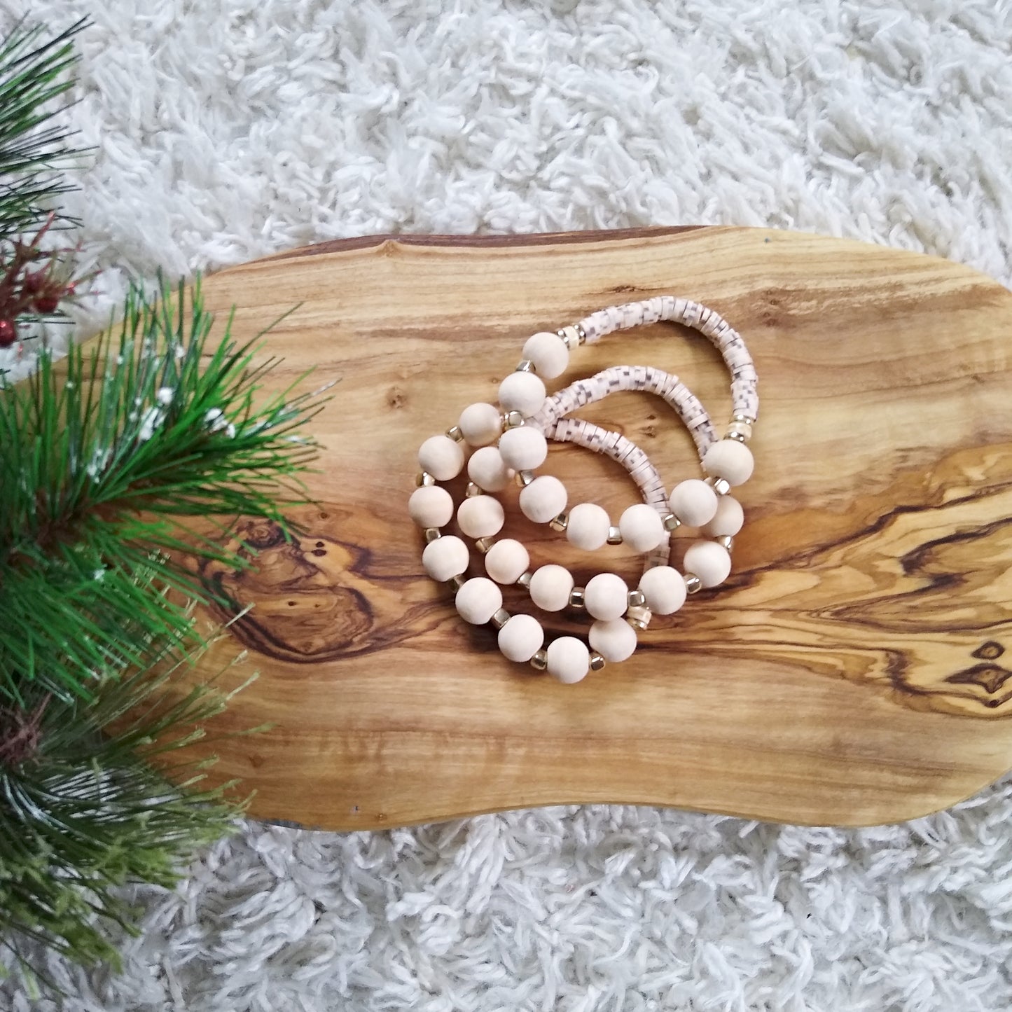 Timber Wood Bead Bracelet