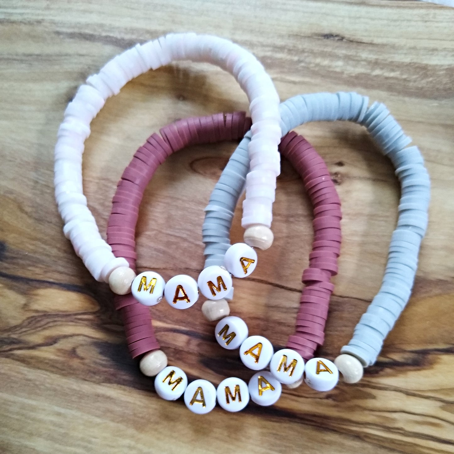 Mama Bear Clay Bead Bracelet