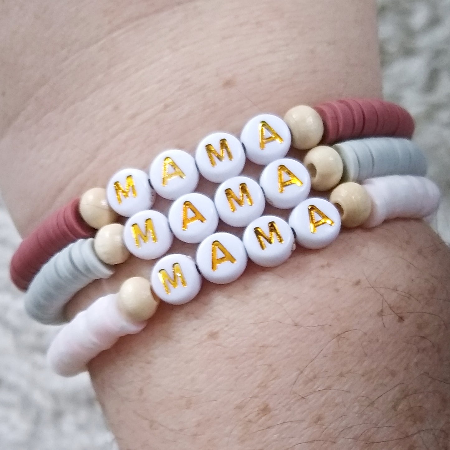 Mama Bear Clay Bead Bracelet