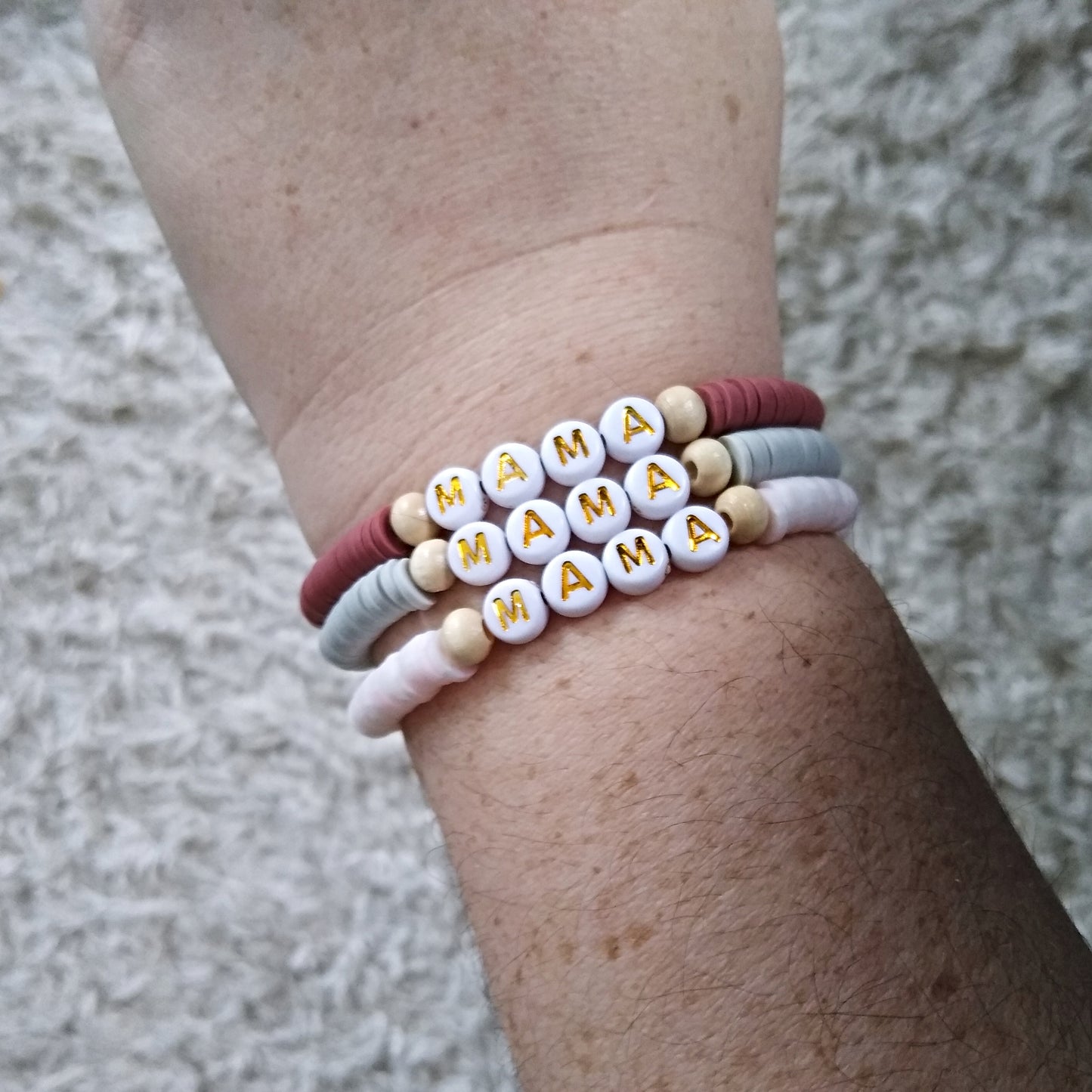 Mama Bear Clay Bead Bracelet