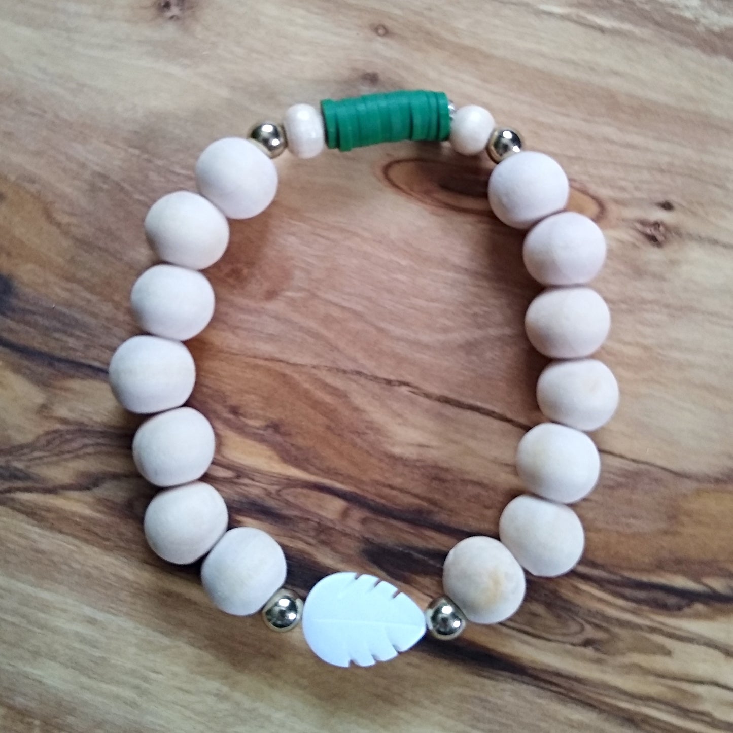 Monstera Wood Bead Bracelet