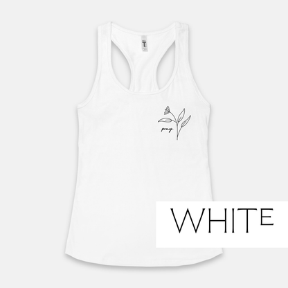 Pray Tank Top: Christian Minimalist Racerback Tank