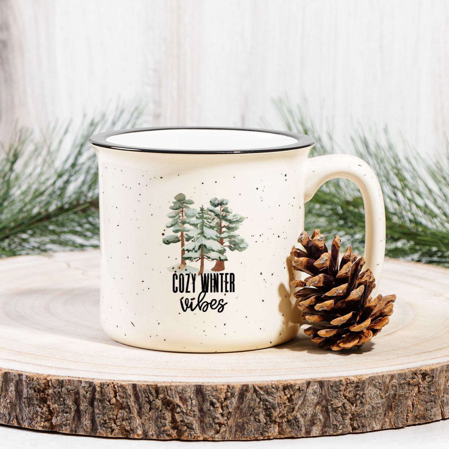 Cozy Winter Speckled Camp Mug